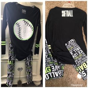 Black blouse and pants with letters